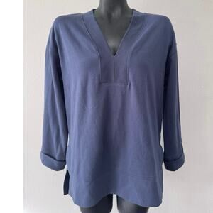 Haven Well Within Popover Top Sz S Oversize Organic Cotton Fold Cuff Athleisure